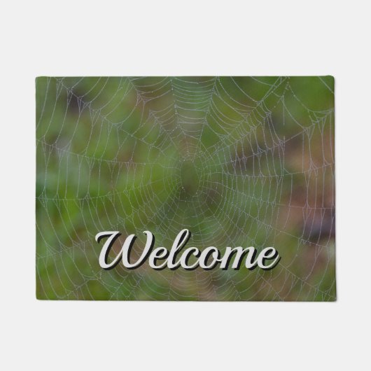 Spiderweb mit Droplets Willkommenstor Fußmatte (Vorderseite)
