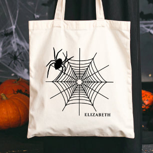 Spiderweb mit Namen, einfaches Halloween Tragetasche