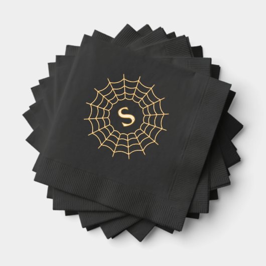 Spiderweb monogramm erste Halloween-Schwarz Servietten Mit Folie (Insitu (Gestapelt))