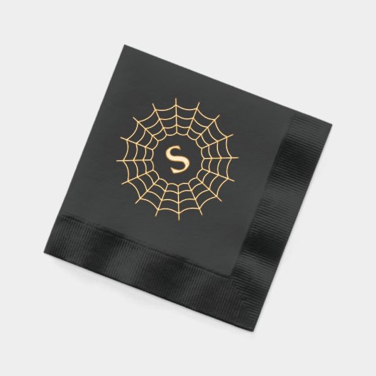 Spiderweb monogramm erste Halloween-Schwarz Servietten Mit Folie (Links)
