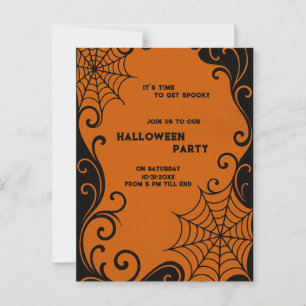 Spiderweb Ornament Orange Black Gothic halloween Postkarte