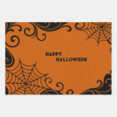 Spiderweb Ornament Orange Black Halloween Geschenkpapier Set (Vorderseite)