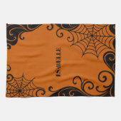 Spiderweb Ornament Orange Black halloween Geschirrtuch (Horizontal)