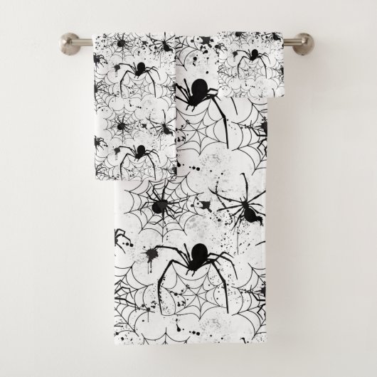 Spiderweb Pattern Halloween  Badhandtuch Set (Insitu)
