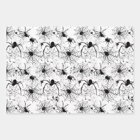 Spiderweb Pattern Halloween Geschenkpapier Set (Vorderseite)