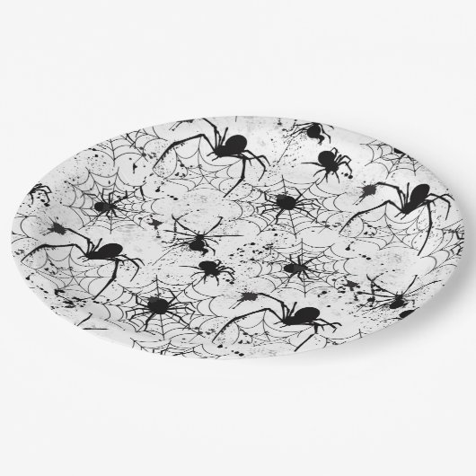 Spiderweb Pattern Halloween Pappteller (Schrägansicht)