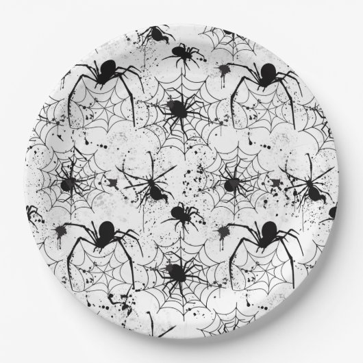 Spiderweb Pattern Halloween Pappteller (Vorderseite)