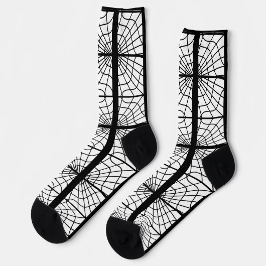 Spiderweb Print Socken in Schwarz und Weiß Unisex (Linkes Detail)