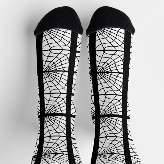 Spiderweb Print Socken in Schwarz und Weiß Unisex (Oben)