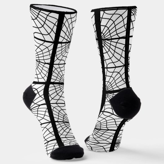 Spiderweb Print Socken in Schwarz und Weiß Unisex (Gewinkelt)