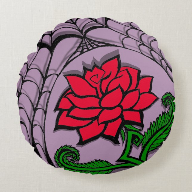 Spiderweb Rose Pastel Goth Quote Rundes Kissen (Vorderseite)