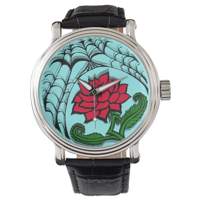 Spiderweb Rosen Watch Armbanduhr (Vorderseite)