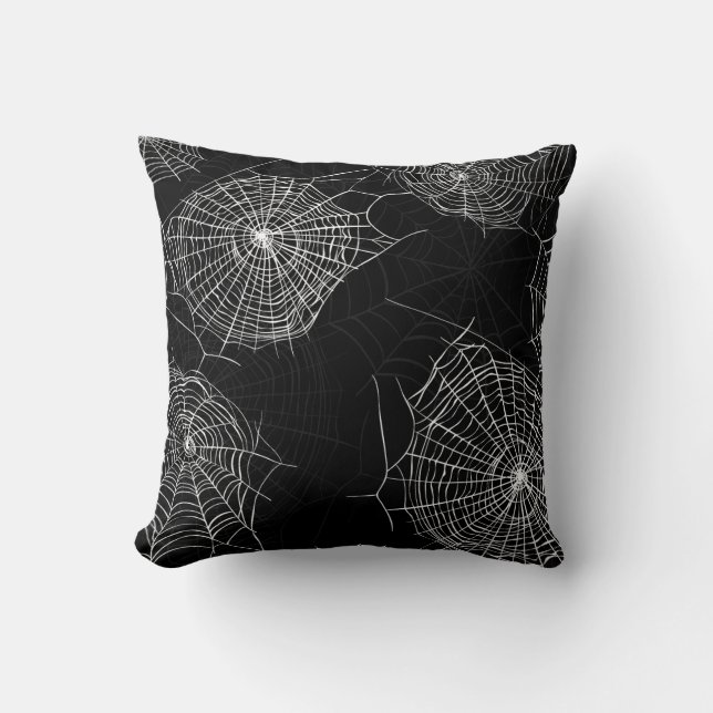 Spiderweb Schwarz und Weiß Streifen Kissen (Vorderseite)