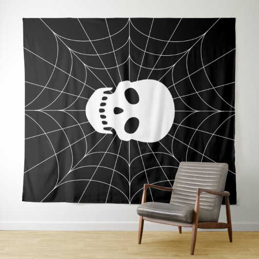Spiderweb Skull Tapestry Wandteppich (Beispiel (Horizontal))