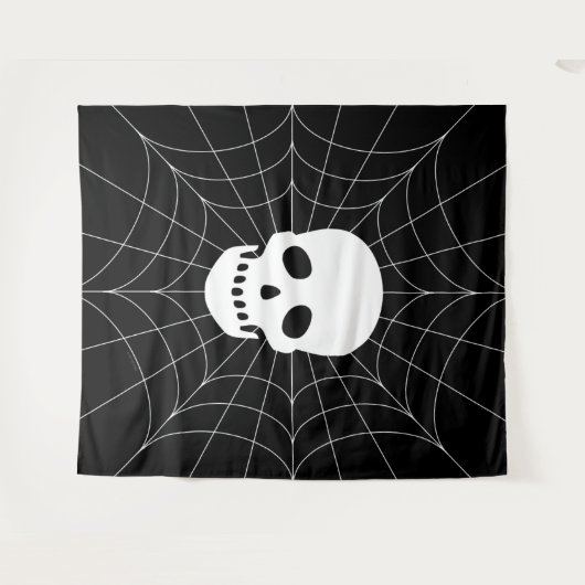 Spiderweb Skull Tapestry Wandteppich (Vorderseite (Horizontal))