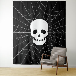 Spiderweb Skull Tapestry Wandteppich