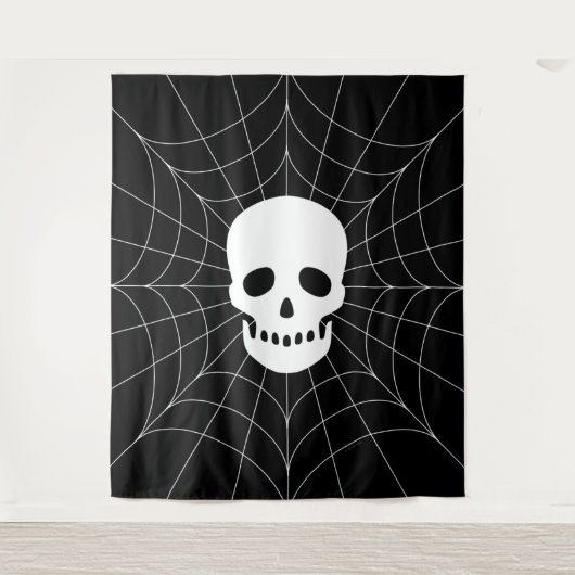 Spiderweb Skull Tapestry Wandteppich (Vorderseite)