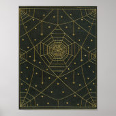Spiderweb spider and stars black and gold poster (Vorne)
