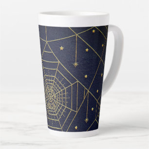 Spiderweb spinnen stars black gold Vintag book Milchtasse
