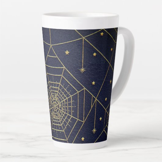 Spiderweb spinnen stars black gold Vintag book Milchtasse (Rechte Ecke)