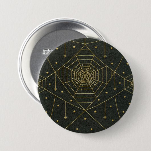Spiderweb spinnen stars schwarz und gold button (Vorne & Hinten)