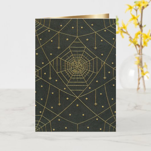 Spiderweb spinnen und Sterne schwarz und gold Karte (Gelbe Blume)