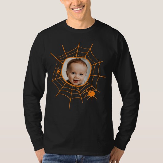 Spiderweb spinnenweb spoky orange benutzerdefinier T-Shirt (Vorderseite)