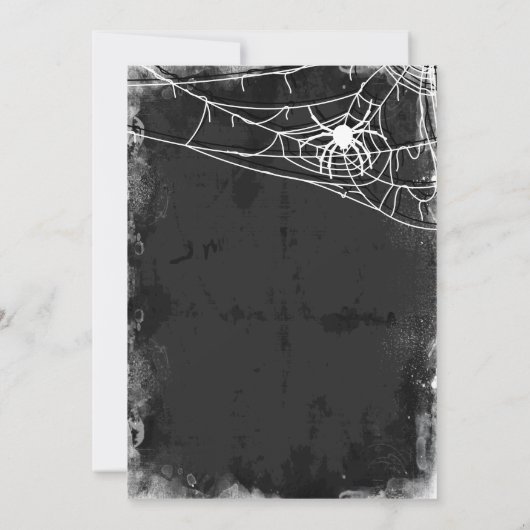 Spiderweb + Vintages Skript Verfallenes Halloween- Einladung (Rückseite)