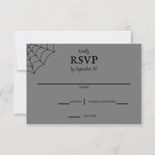 Spiderwebs Black and Gray Gothic Wedding RSVP Karte