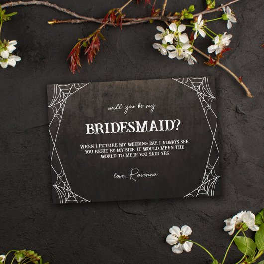Spiderwebs Goth Wedding Will You Be My Bridesmaid Einladung