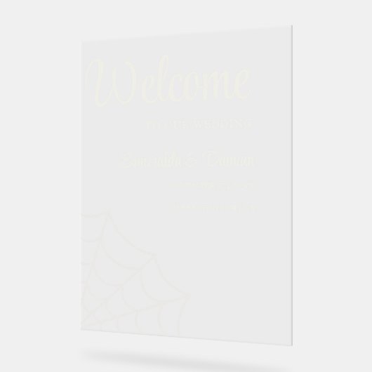 Spiderwebs Gothic Wedding Welcome Acrylschild (Winkel)