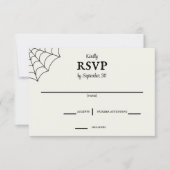 Spiderwebs Schwarz-Weiß-Gothic-Hochzeit RSVP (Vorderseite)