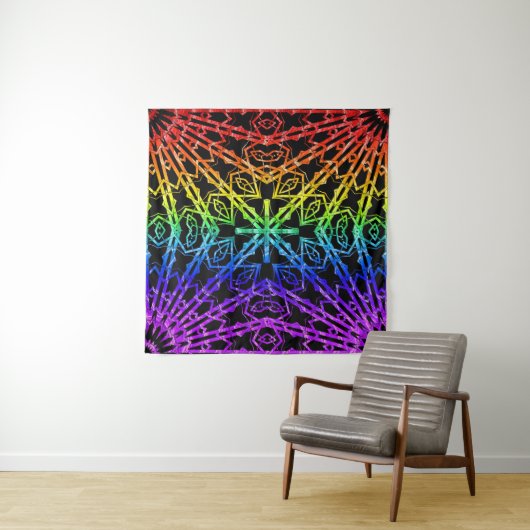 Spiegel-Kreuz (Regenbogen 2) Wandteppich (Beispiel)