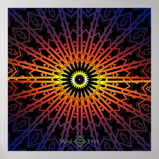 Spiegel-Mandala 2 (Regenbogen) Poster (Vorne)