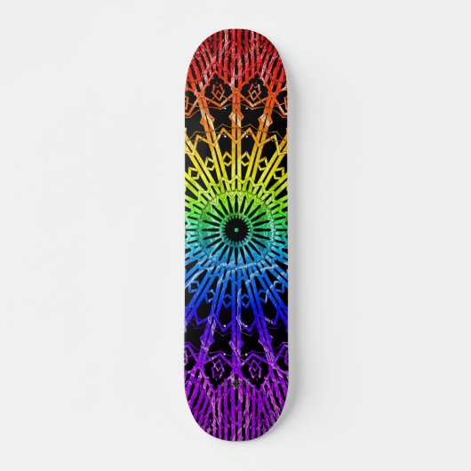 Spiegel-Mandala (Regenbogen 2) Skateboard (Vorne)