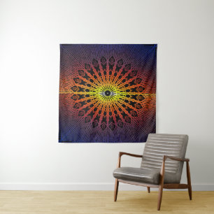 Spiegel-Mandala (Regenbogen) Wandteppich