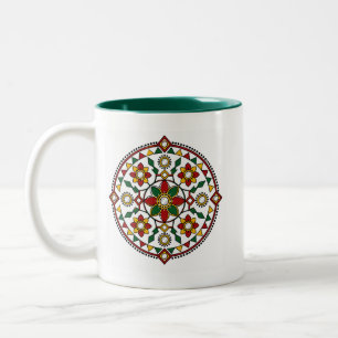 Spiegel-Mandala-Tasse Zweifarbige Tasse