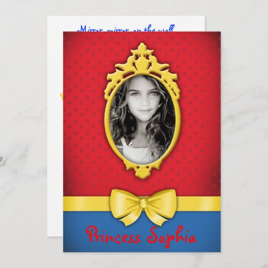 Spiegel, Spiegel auf der Wandprinzessin Einladung (Vorne/Hinten)