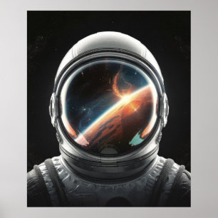 Spiegelbild des Helms des Universums des Astronaut Poster