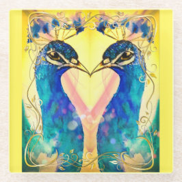 Spiegelbild-Pfau-Unterlage Glasuntersetzer