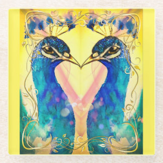Spiegelbild-Pfau-Unterlage Glasuntersetzer