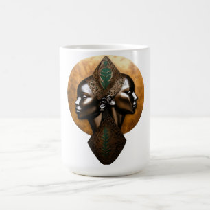 Spiegelbildliche Eleganz - Stammes-Filigran-Porträ Kaffeetasse