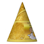 Spiegelei des Cartooncharakters mit großem Lächeln Partyhütchen (Links)