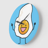 Spiegelei-glückliches Ei-Frühstück Große Wanduhr (Winkel)