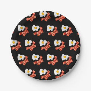 Spiegeleier Speck Frühstück Liebhaber Foodie Junk Pappteller