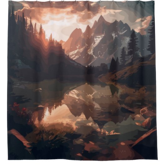 Spiegelgebirge Duschvorhang (Vorderseite)