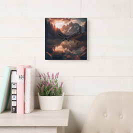 Spiegelgebirge Quadratische Wanduhr