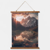 Spiegelgebirge Wandteppich Mit Holzrahmen (Vorderseite)
