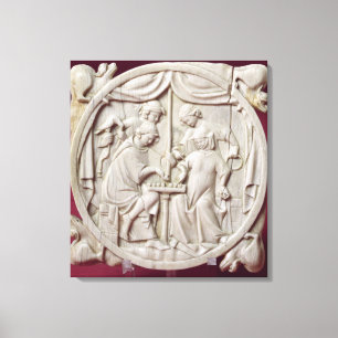 Spiegelgehäuse mit einem Schachspiel, c.1300 Leinwanddruck