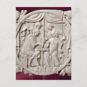 Spiegelgehäuse mit einem Schachspiel, c.1300 Postkarte